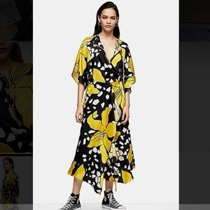 TOPSHOP NWT Floral Lily Print Wrap MIDI Dress